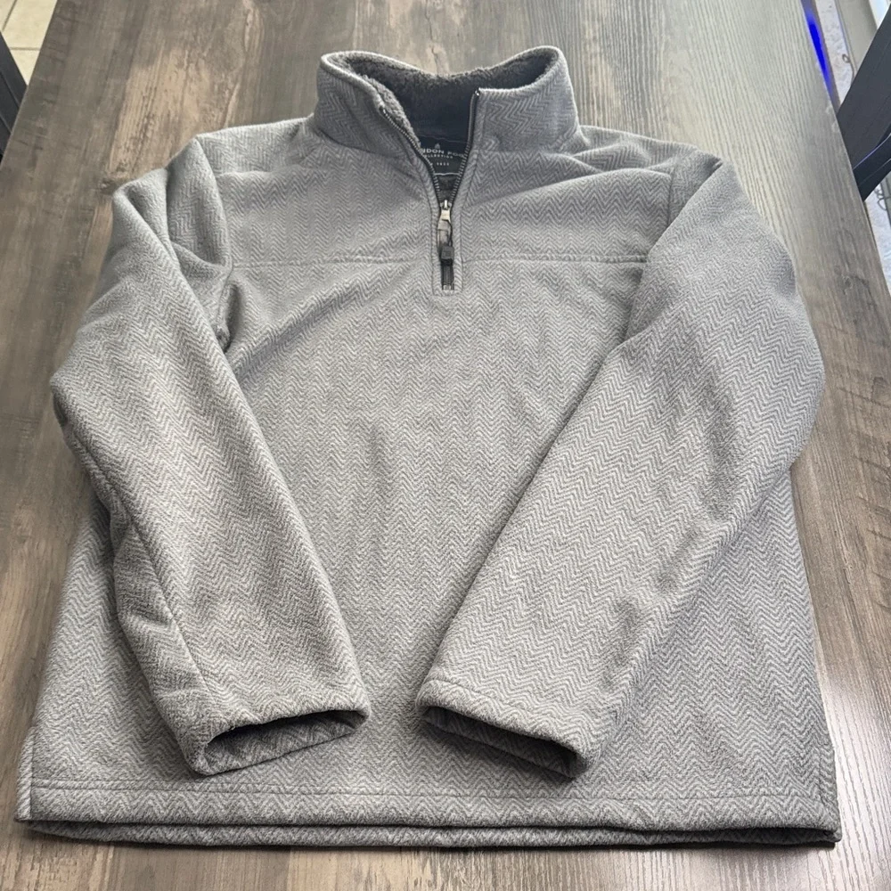 London Fog Sherpa Lined Light Gray Quarter Zip Sweater